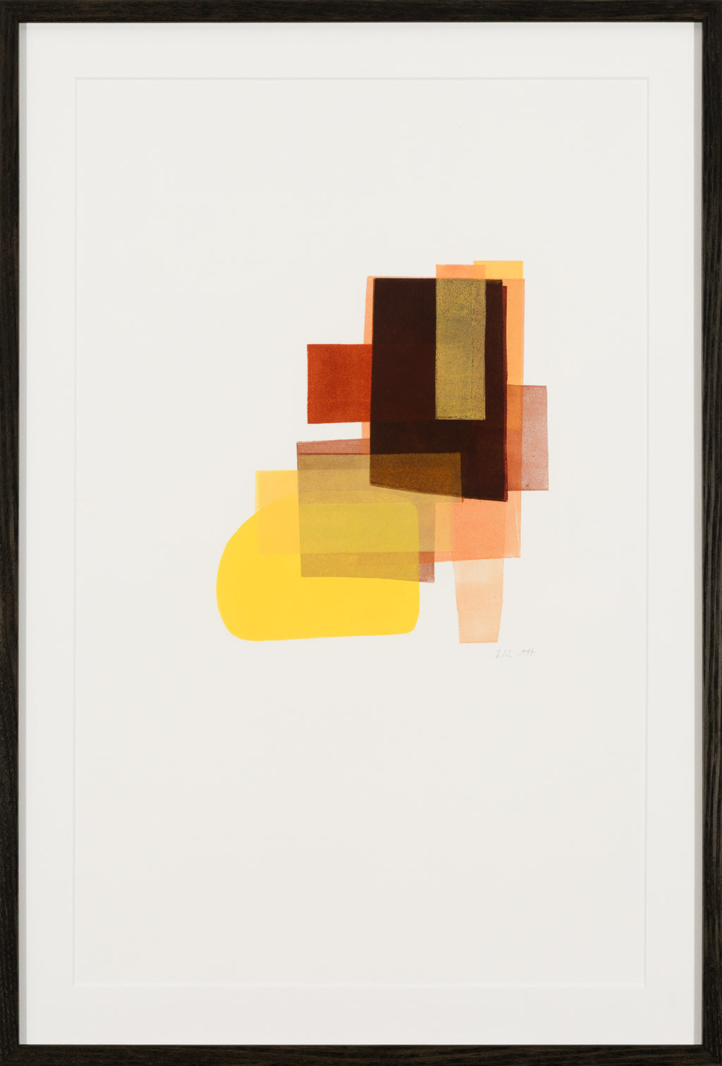 Koku (刻) — Moment, monoprint by Angeline Harrington, framed
