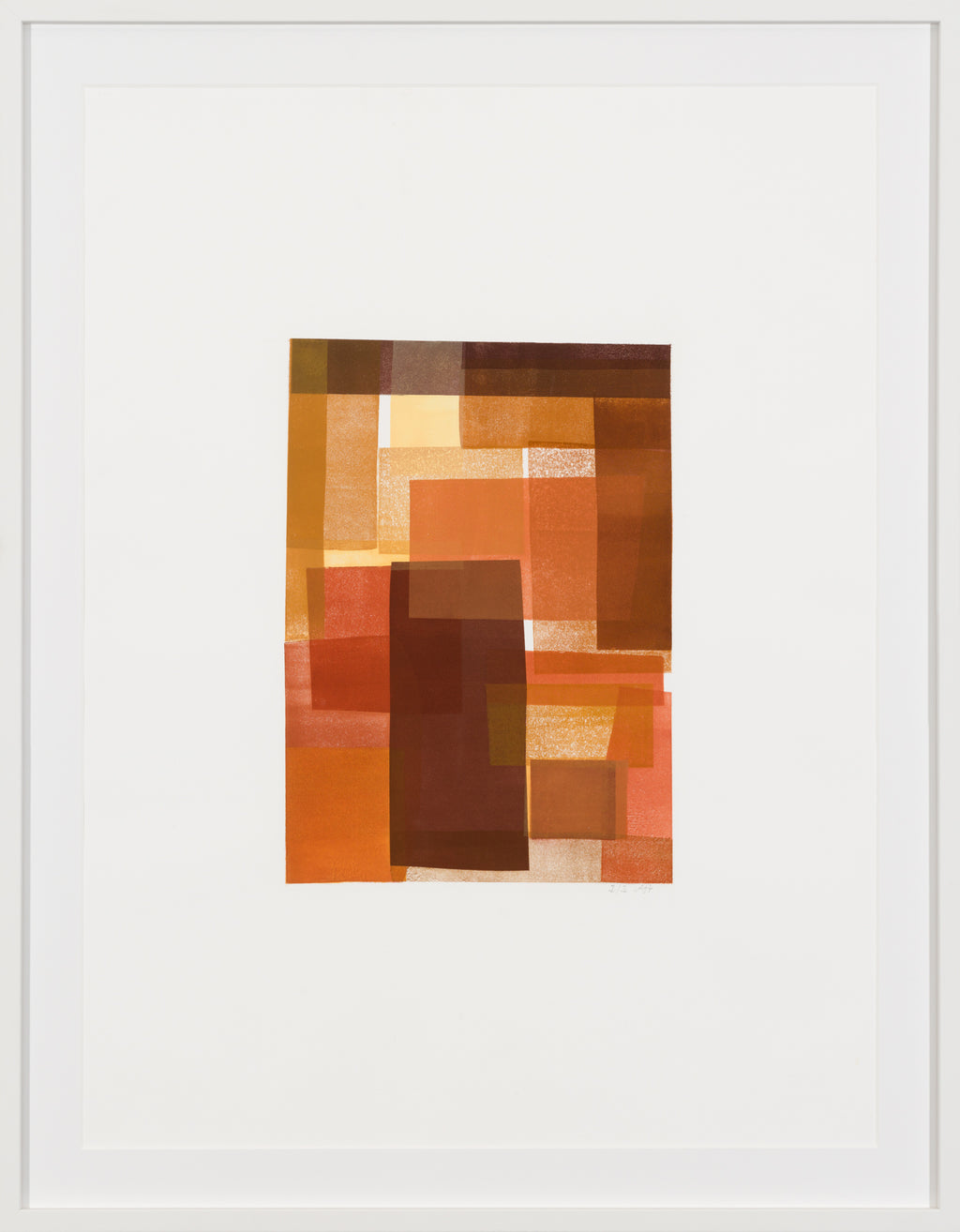 Ne (根) — Foundation, monoprint by Angeline Harrington, framed