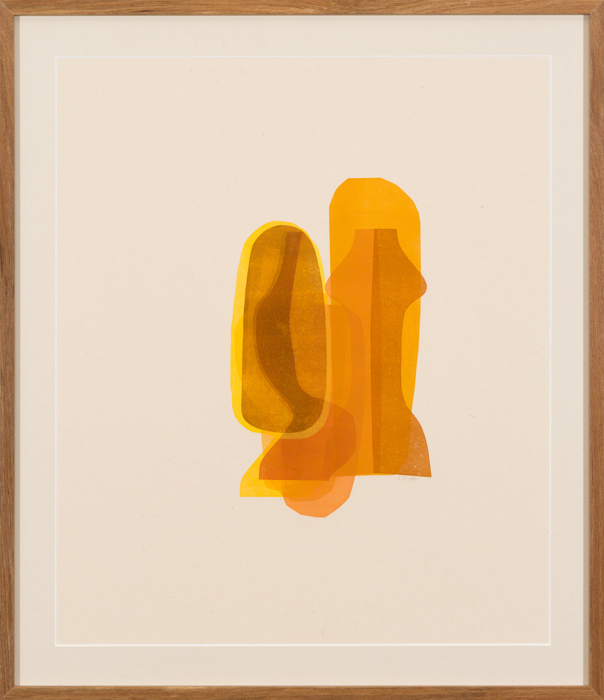 Yureru Shinpo (揺れる進歩) — Wavering Progress, monoprint by Angeline Harrington, framed