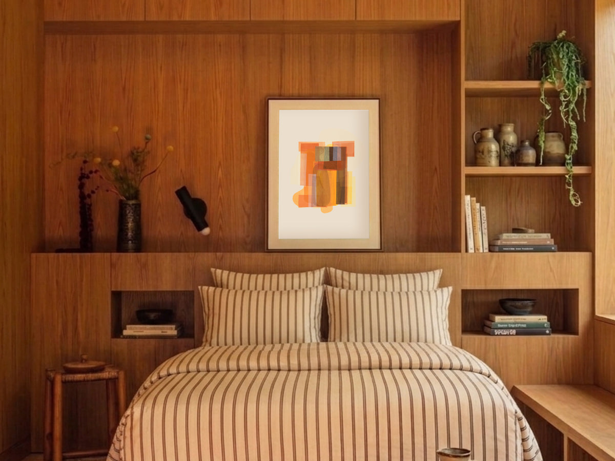 Hikari (光) — Light print by Angeline Harrington, shown in a bedroom