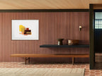 Koku (刻) — Moment print by Angeline Harrington, shown in a room with a dark striped wall
