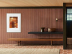 Ne (根) — Foundation print by Angeline Harrington, shown in a room with a dark striped wall