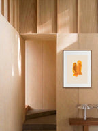 Yureru Shinpo (揺れる進歩) — Wavering Progress print by Angeline Harrington, shown in a bach with a dark wall