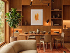 Yureru Shinpo (揺れる進歩) — Wavering Progress print by Angeline Harrington, shown in a dining room with a dark wall