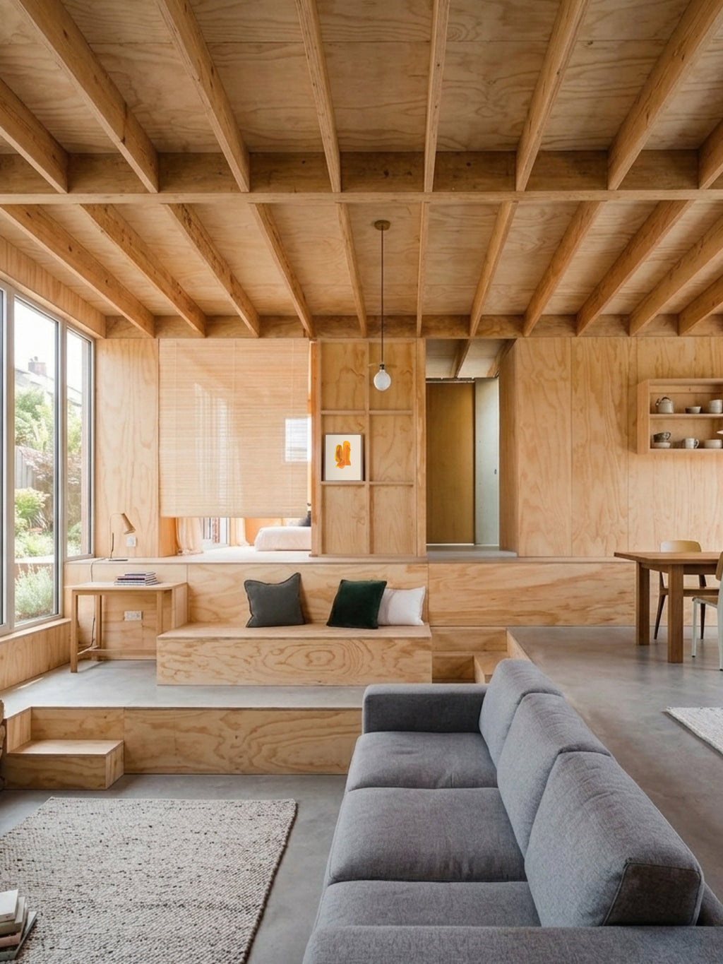 Yureru Shinpo (揺れる進歩) — Wavering Progress print by Angeline Harrington, shown in a living room