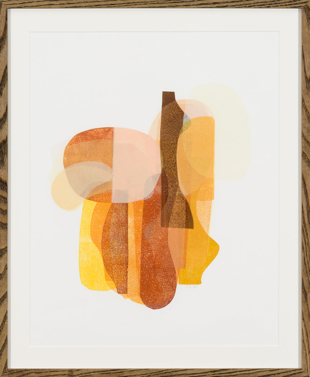 Shizu (静) — Calm, monoprint by Angeline Harrington, framed