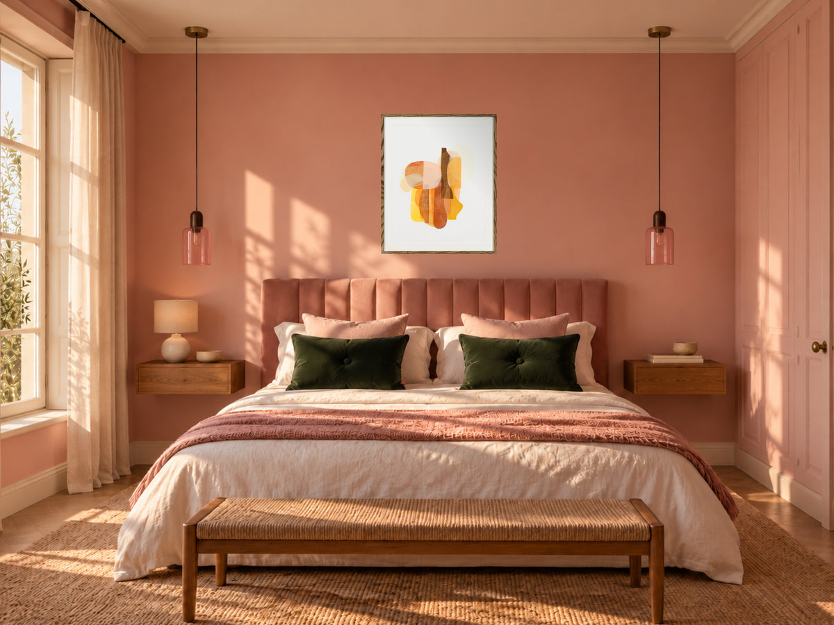 Shizu (静) — Calm by Angeline Harrington, shown in a pink bedroom